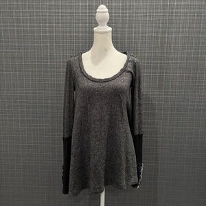 FP Movement by Free People Charcoal Gray Tunic with Black Cuffs
